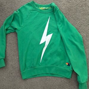 Aviator Nation Emerald Sweatshirt with White Lightning Bolt
